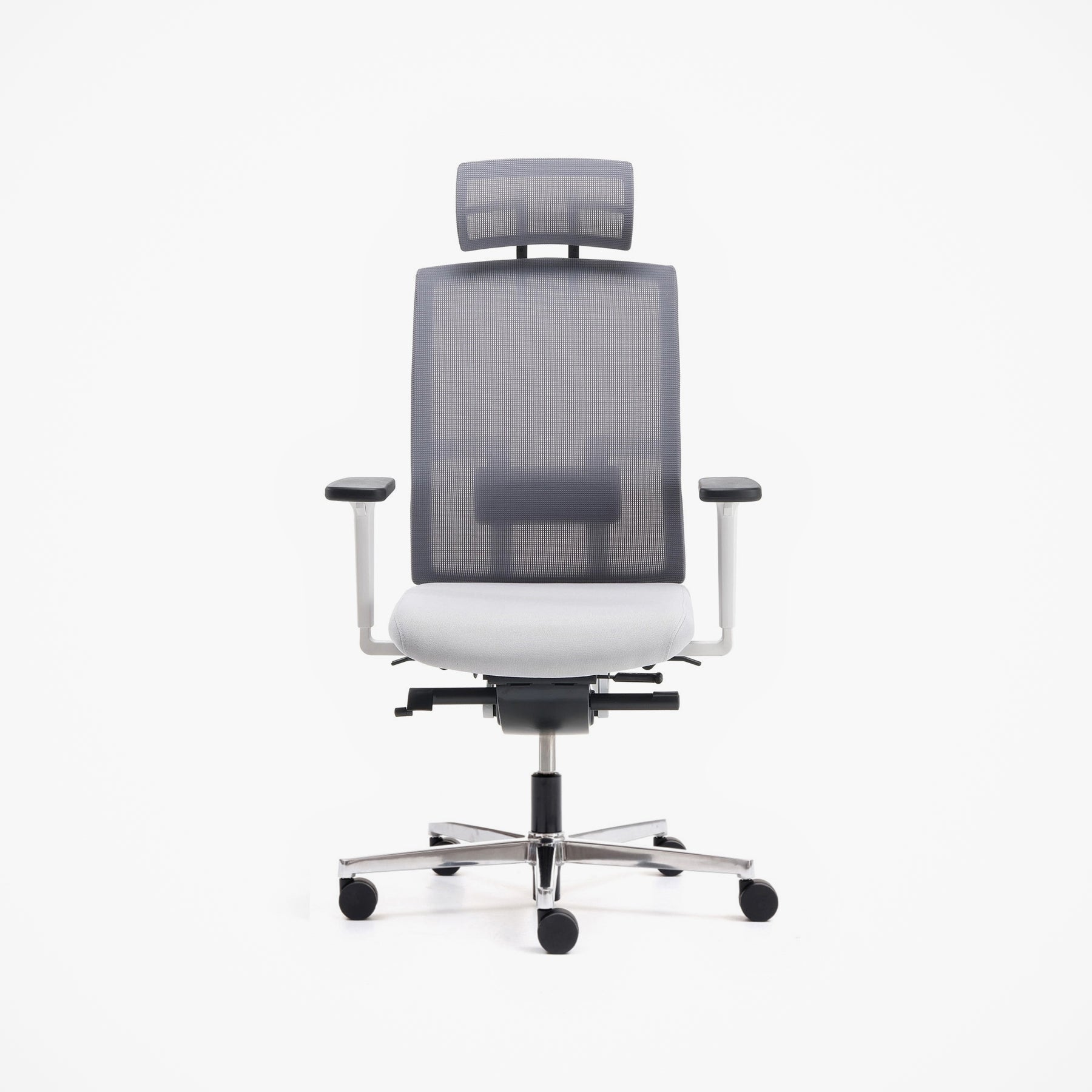 Me Too Çalışma Sandalyesi - Başlıklı - Gri - Alüminyum Ayak