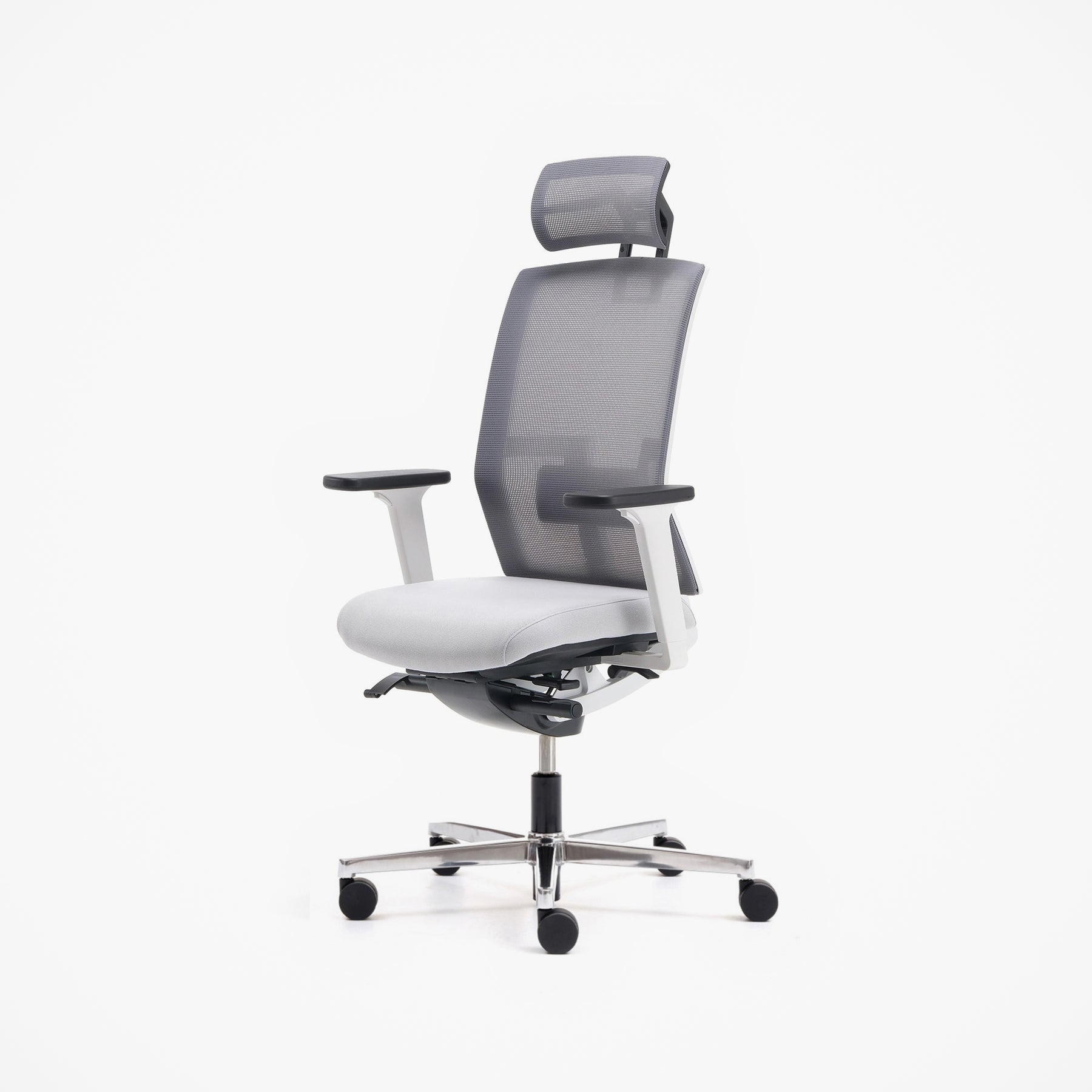 Me Too Çalışma Sandalyesi - Başlıklı - Gri - Alüminyum Ayak