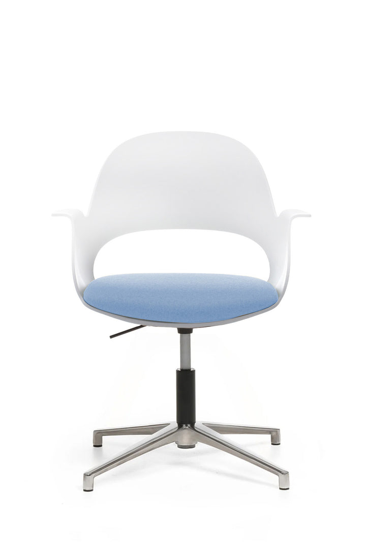 nurus ALAVA Alüminyum Sabit(Pingo) Ayak Beyaz Çalışma Sandalyesi  nurus Açık Mavi  