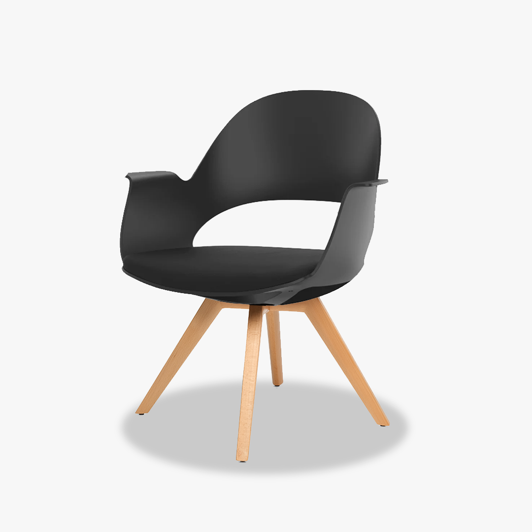 Alava Siyah Çalışma Sandalyesi - Ahşap Ayak