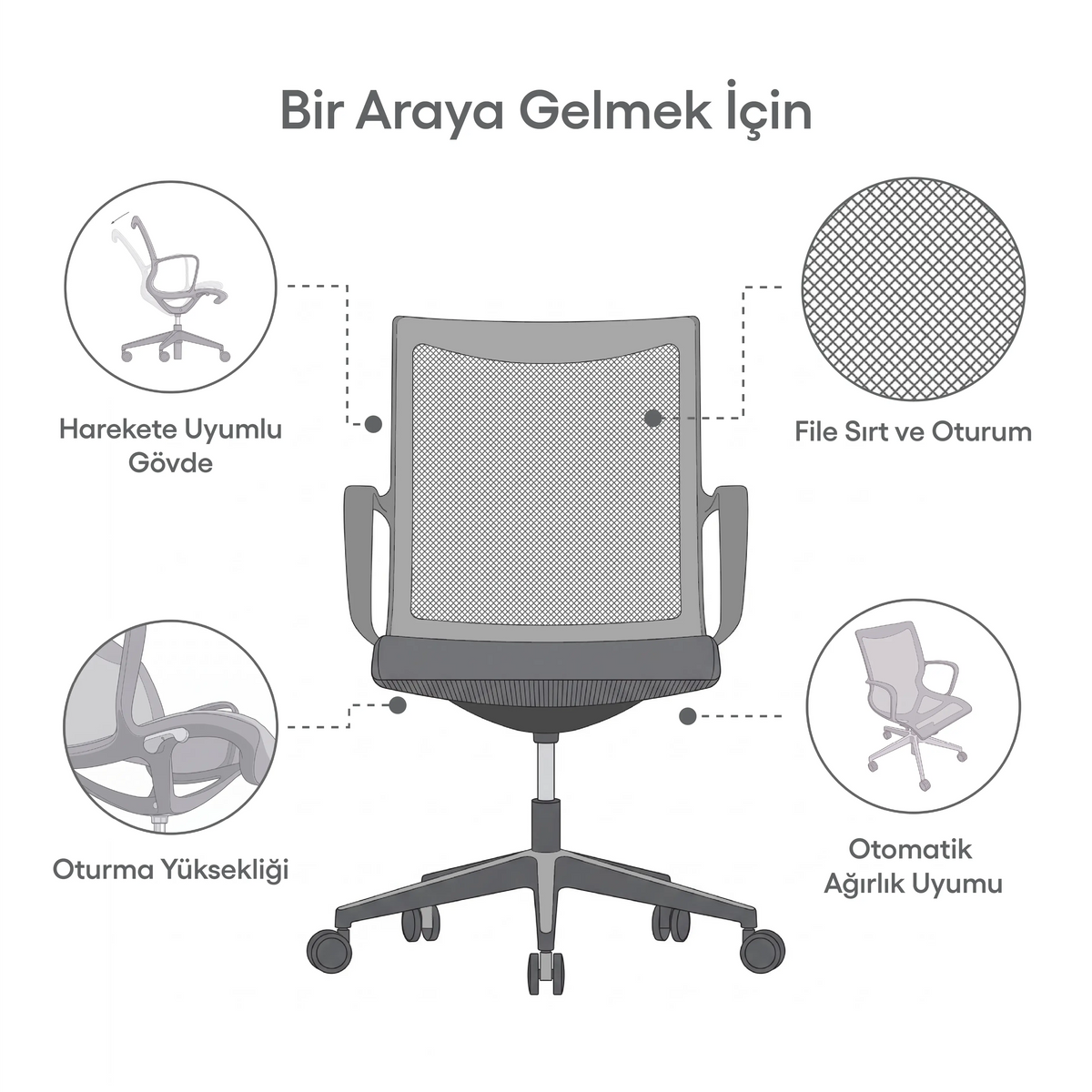 Waves Siyah Çalışma Sandalyesi
