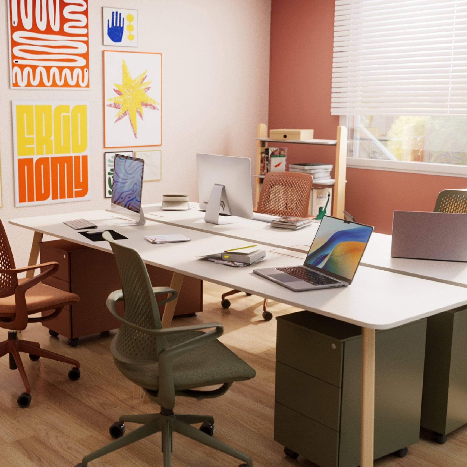 Cube Üç Çekmeceli Metal Komodin