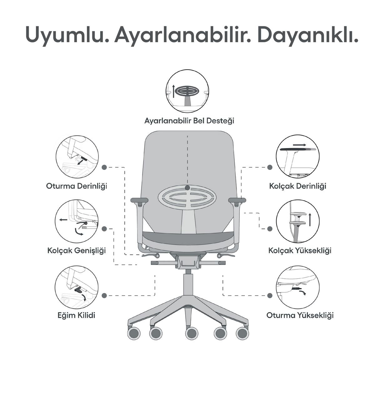 T-Mec Pro Çalışma Sandalyesi - Gri